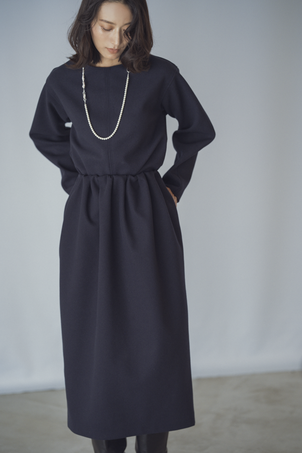 Melton Gathered-Waist Skirt
