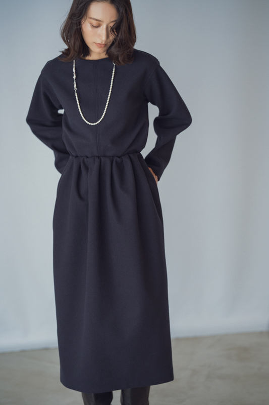 Melton Gathered-Waist Skirt