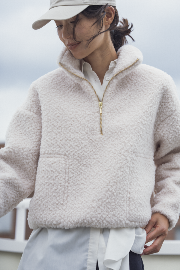 Half-Zip Teddy Pullover