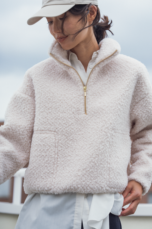 Half-Zip Teddy Pullover